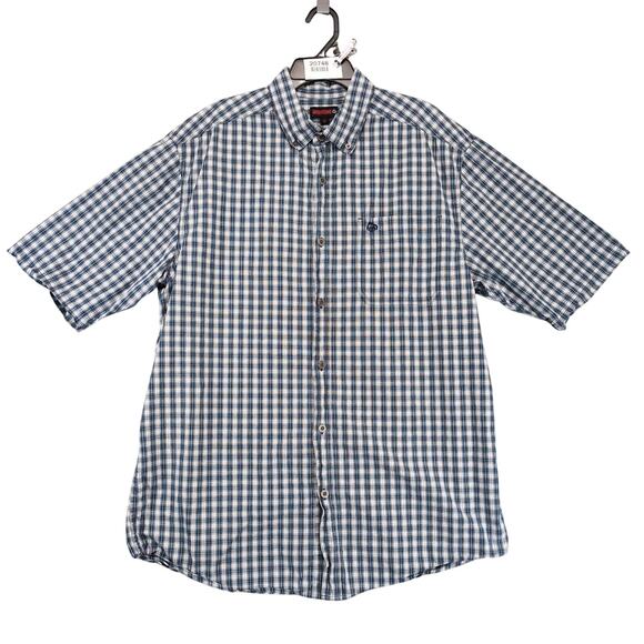 Wolverine Other - Wolverine Blue Plaid Cotton Button Down Shirt Men's L Tall Short Slv Gorpcore